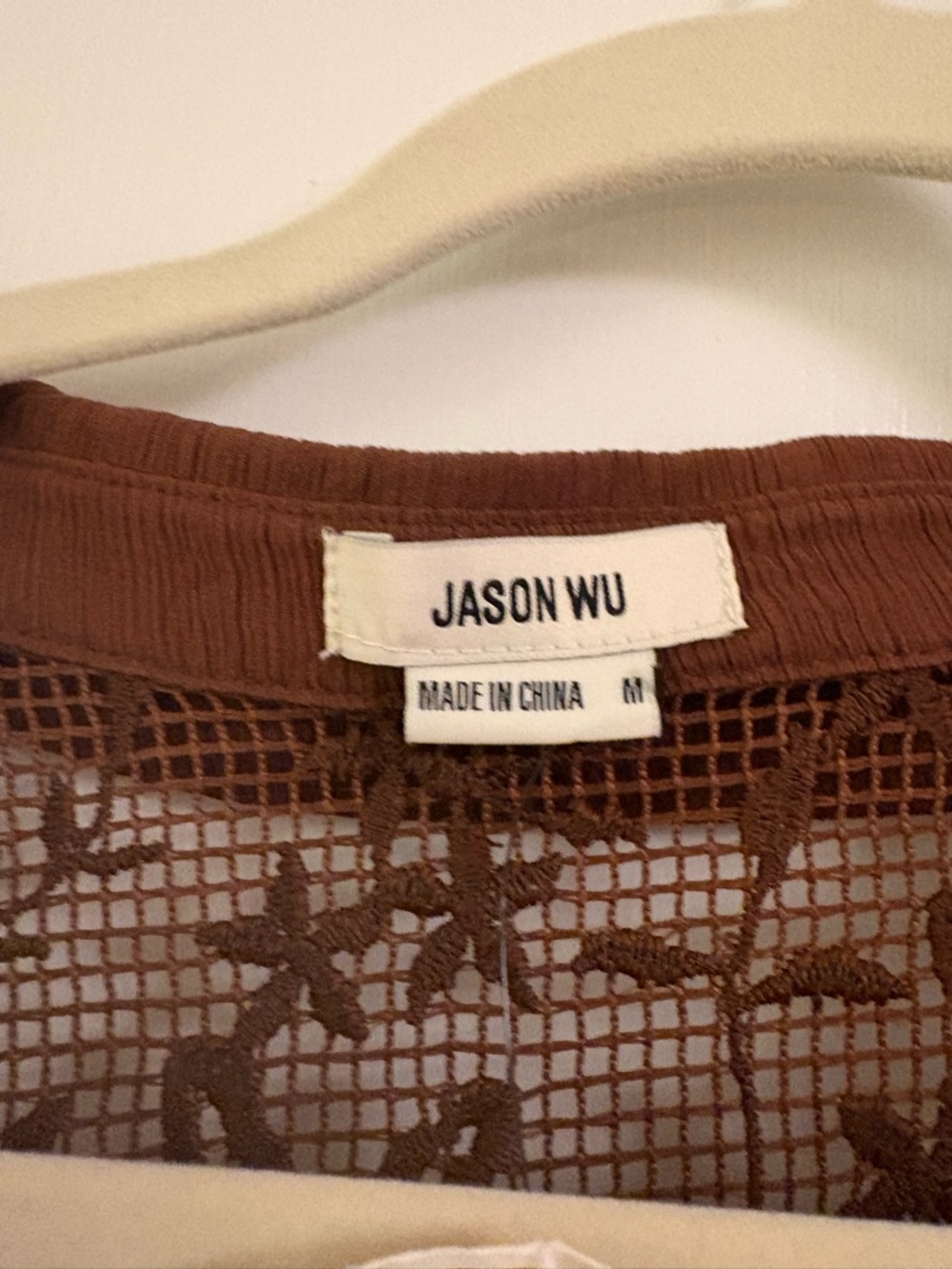Jason Wu Brown Crochet Lace Button-Front Shirt Jacket - Picture 2 of 3